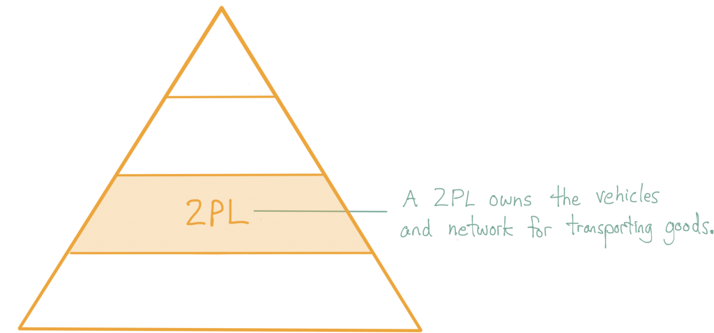 A 2PL owns the vehicles and network for transporting goods.