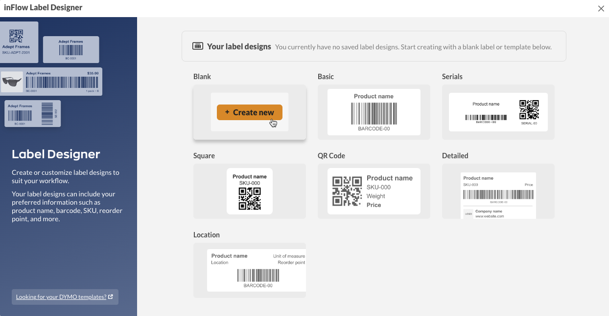 inFlow label printing: inFlow Label Designer