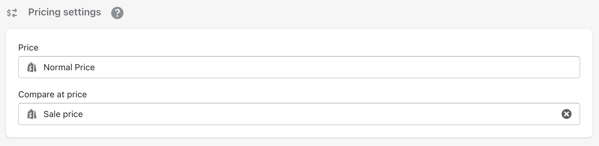 inFlow Connector app settings page. Showing both the Shopify "Price" and the "Compare at price" connected to inFlow pricing schemes. 