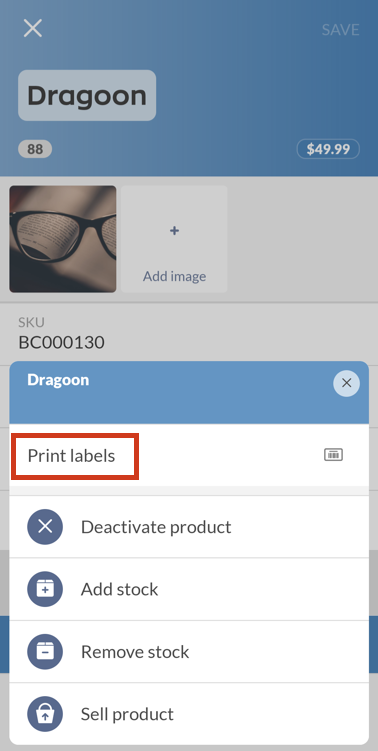 inFlow mobile app label printing