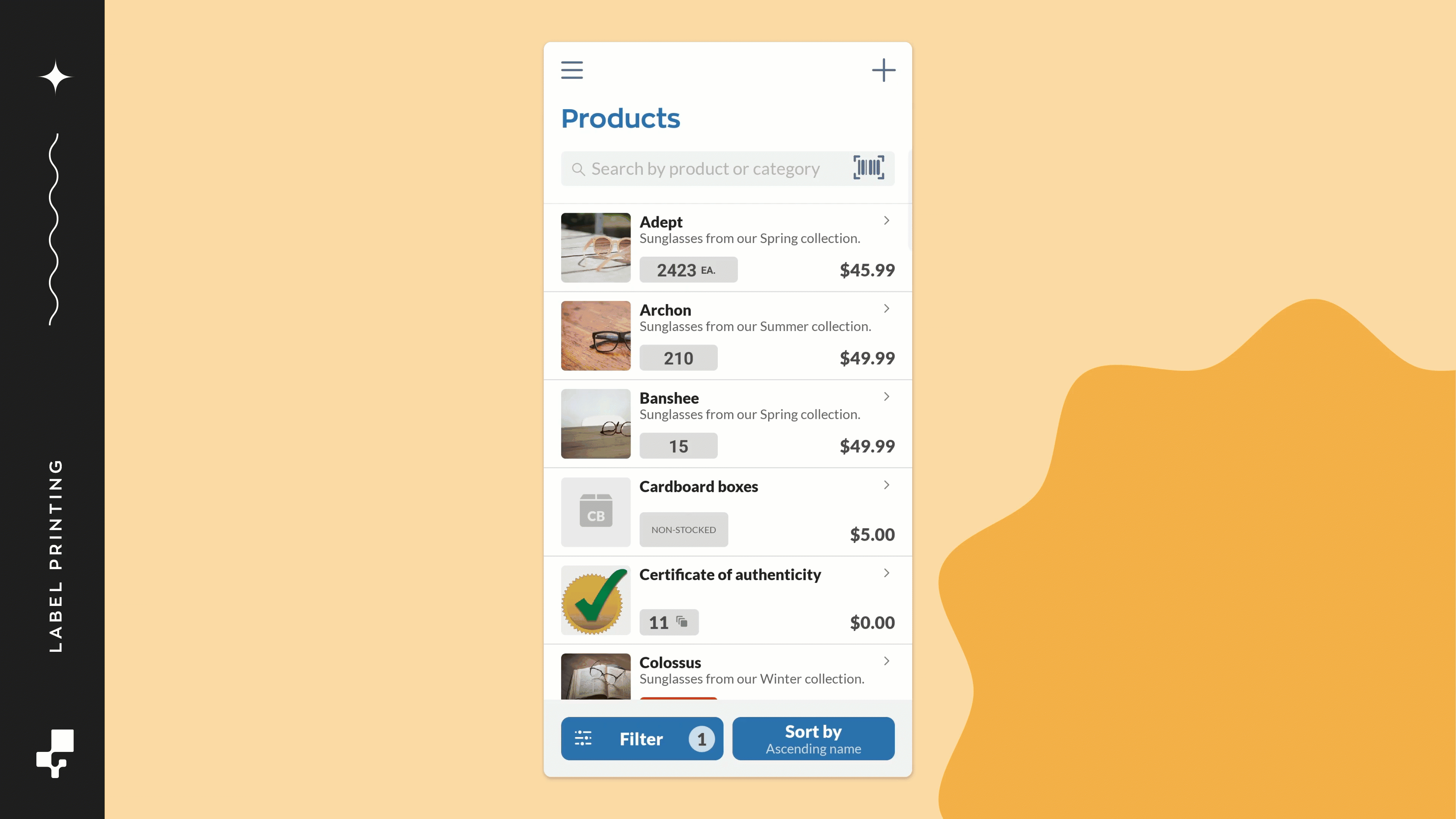 inFlow mobile app label printing