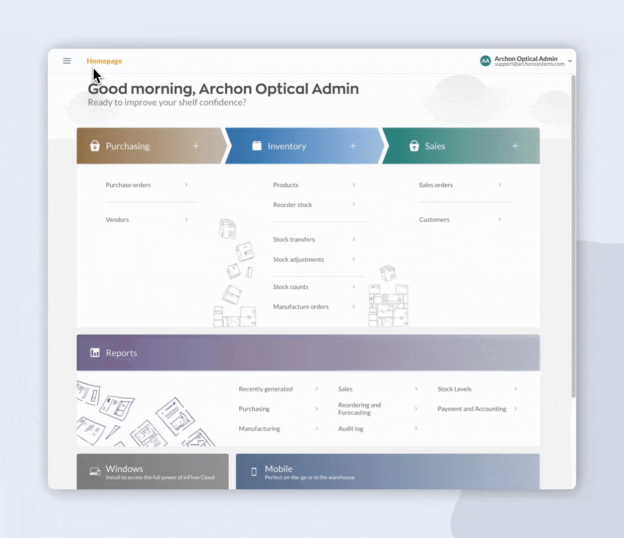 Animated gif showing how to create and add products to a new stock count