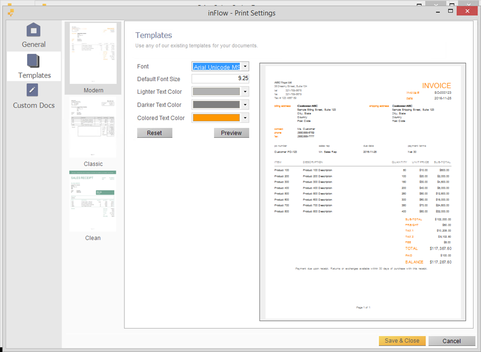 Templates layout